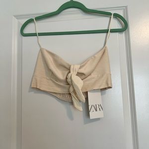 NWT ZARA Tie-Front Bandeau Top